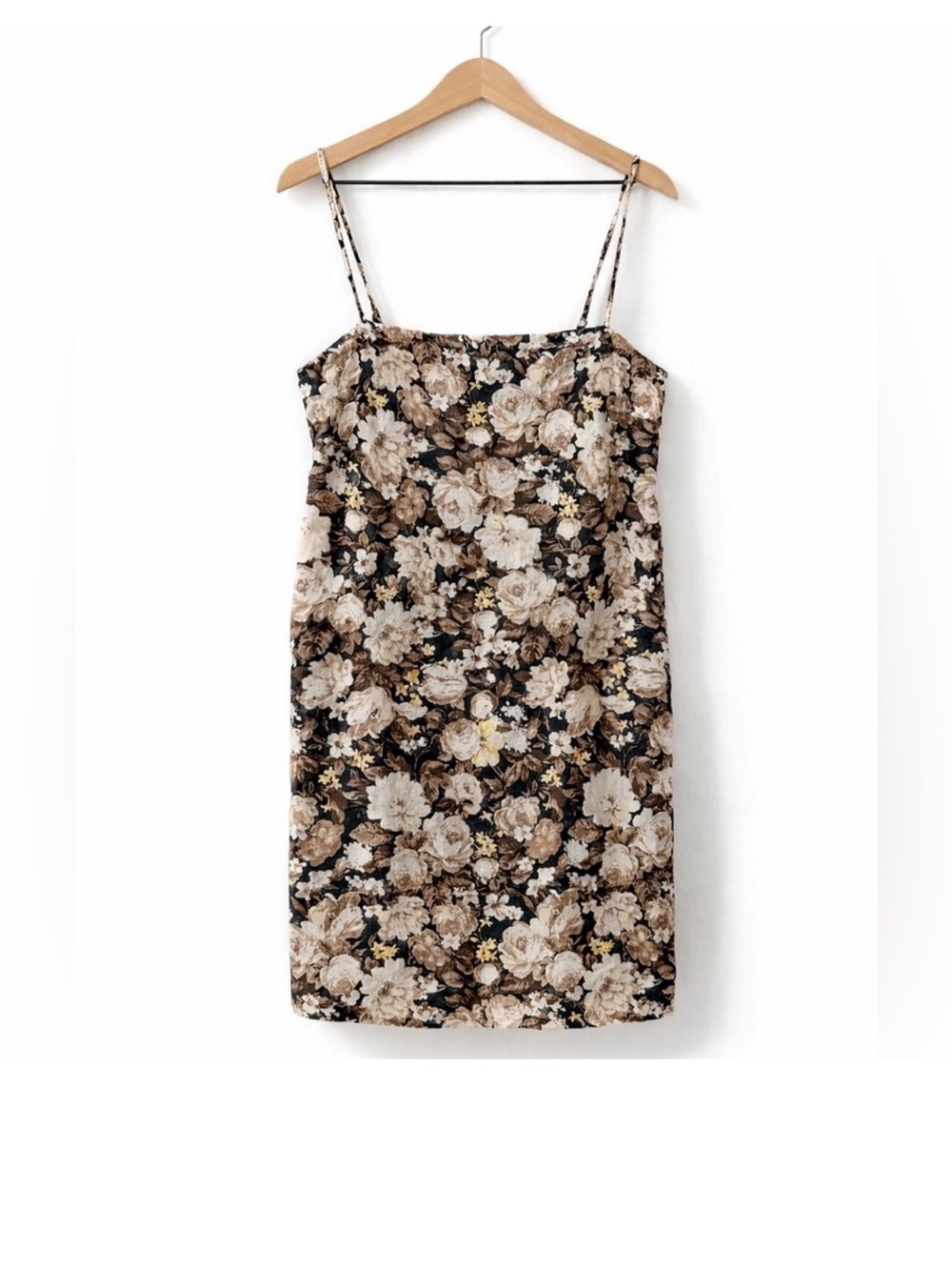 Abercrombie Floral Linen Blend Mini dress Brown-small